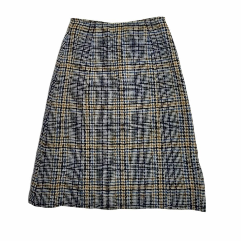 VINTAGE 70s skirt Pendleton plaid‎ dark academia wool pencil S